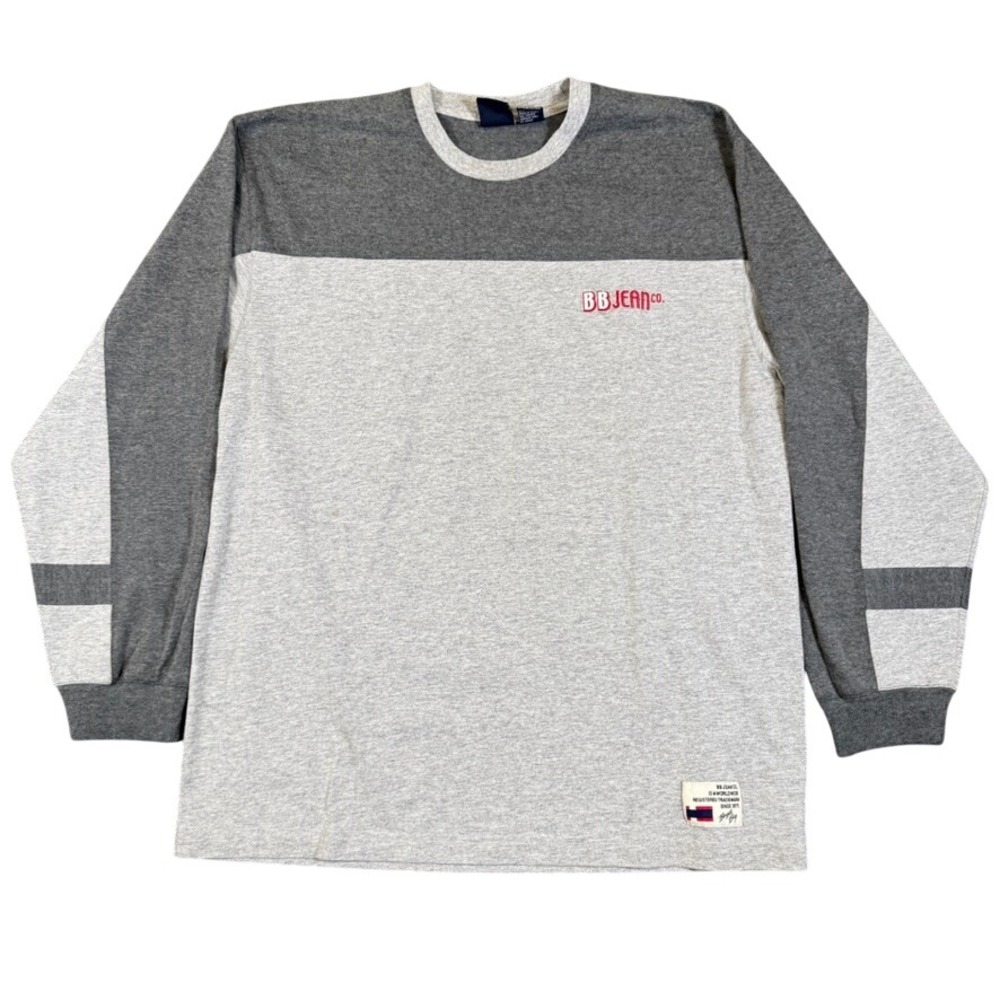 Bugle Boy Jean Company Mens Grey Colorblock Long Sleeve Shirt L BUN333